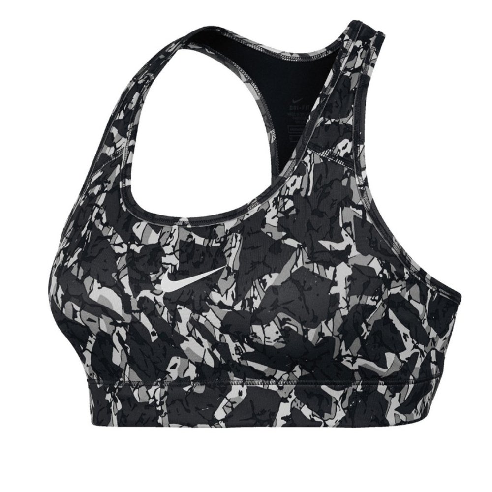 Nike Dri Fit Womens Compression Sports Bra Black White Quake - Medium